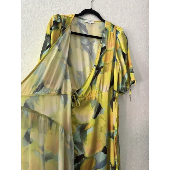 Topshop Womens Floral Midi Wrap Occasion Dress In Yellow Floral Print Size US 12 - Picture 11 of 16